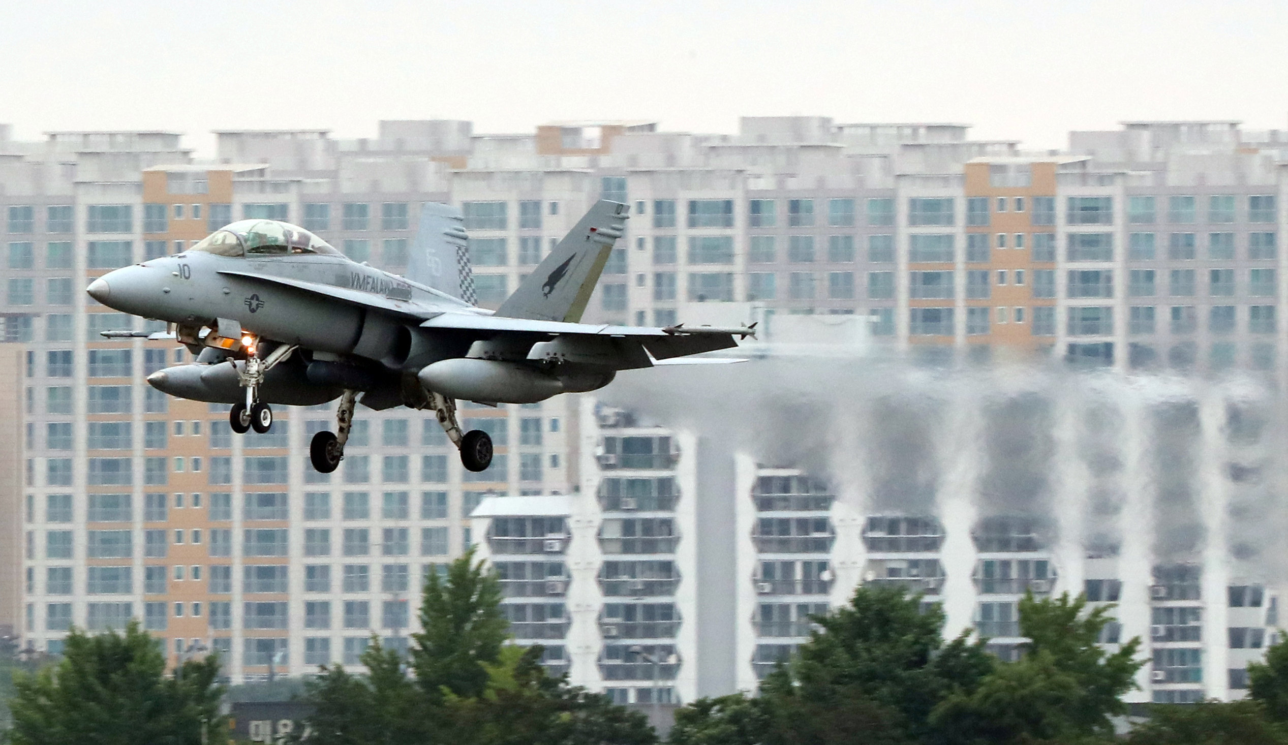 A fighter jet takes off from an airbase in Gwangju