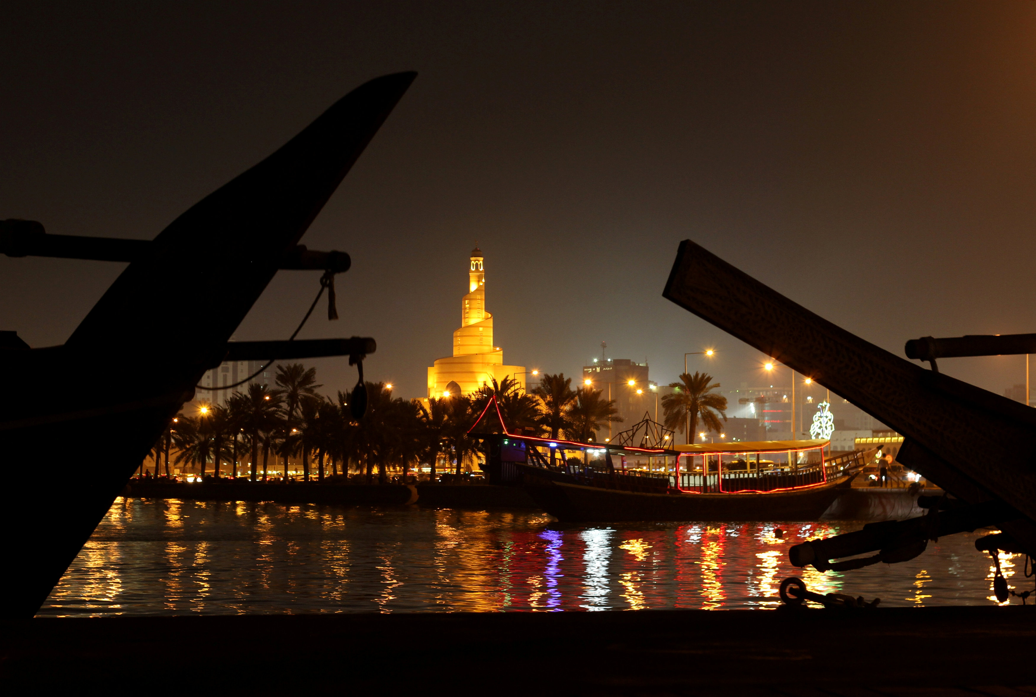 FILE PHOTO: A mosque is seen along a coastline in Doha