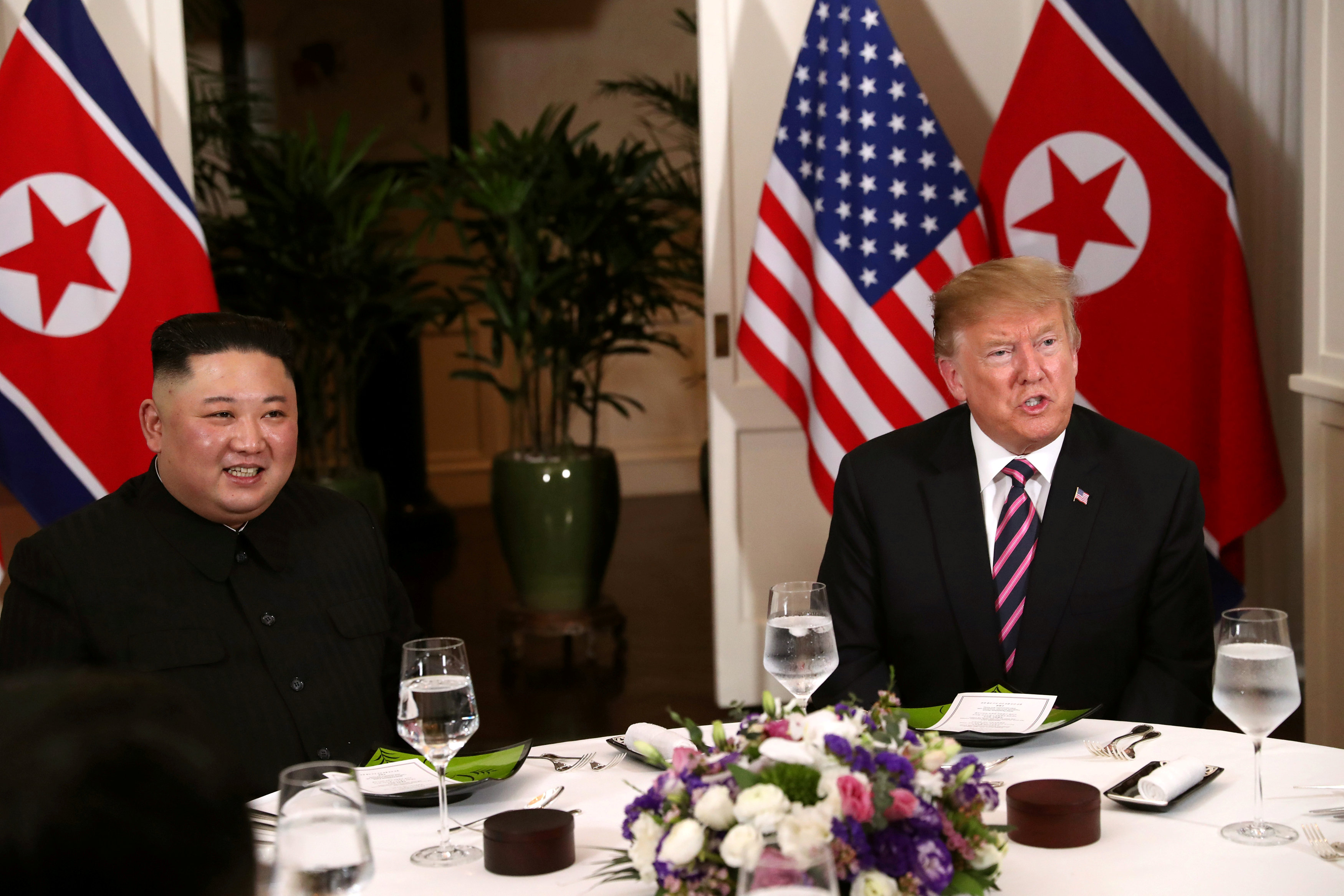 FILE PHOTO: U.S. President Donald Trump meets with North Korean leader Kim Jong Un in Hanoi