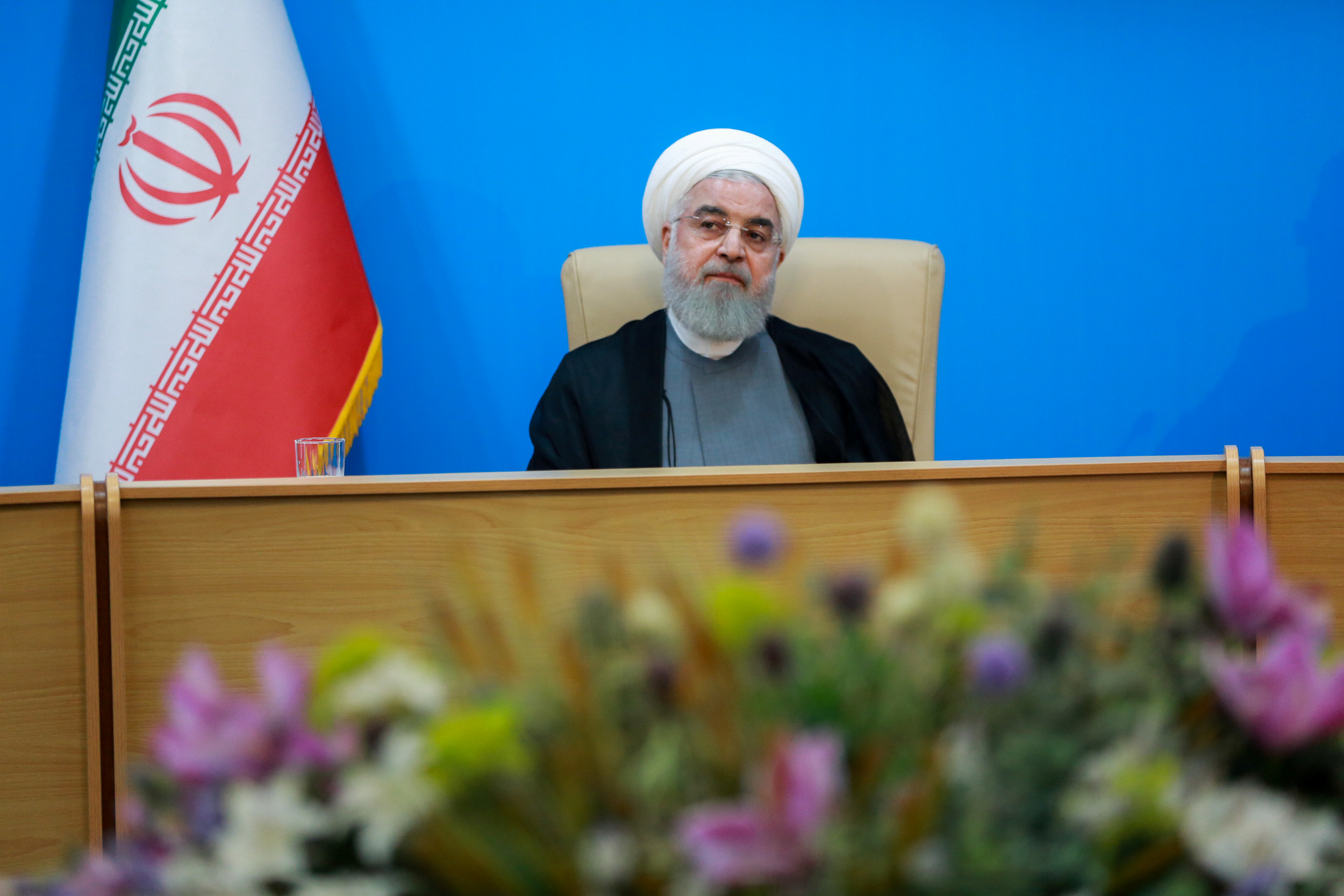 Iranian President Hassan Rouhani is seen during meeting with health ministry top officials in Tehran